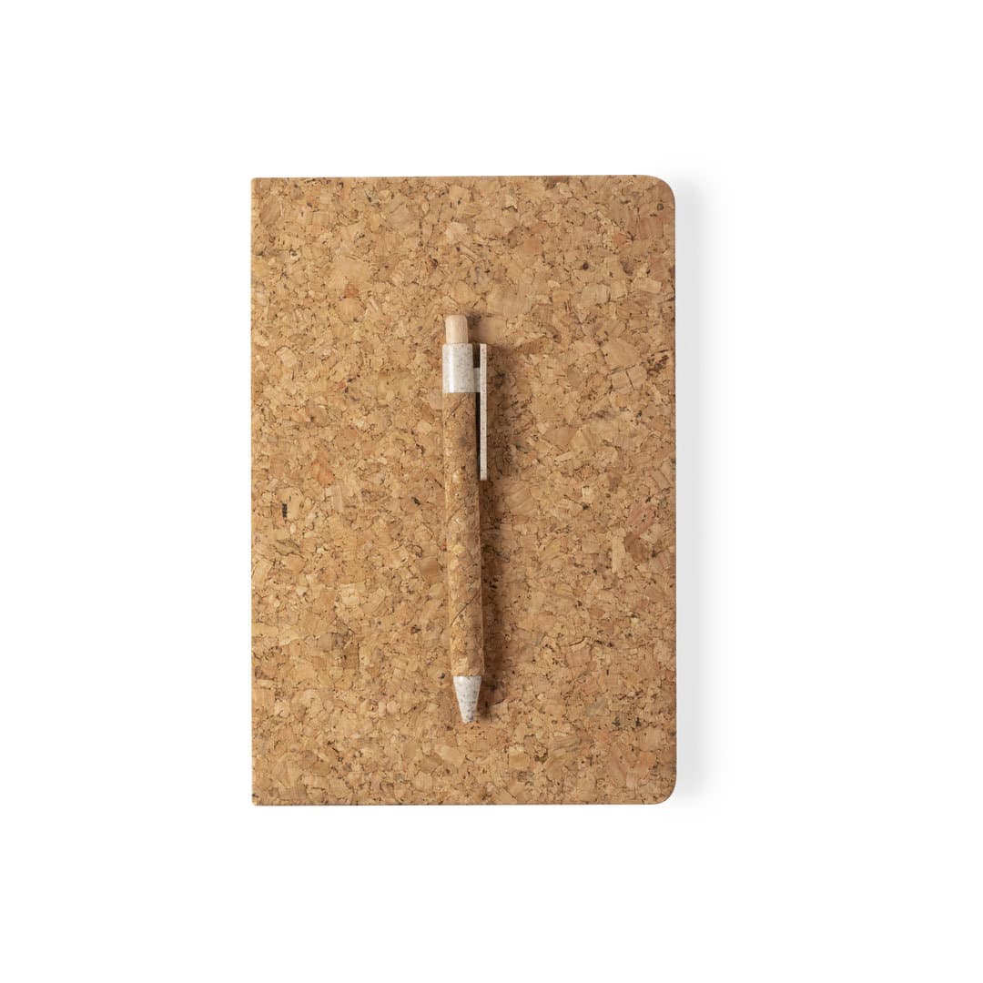 Caderno de cortiça com caneta e caixa Caderno de cortiça com caneta e caixa