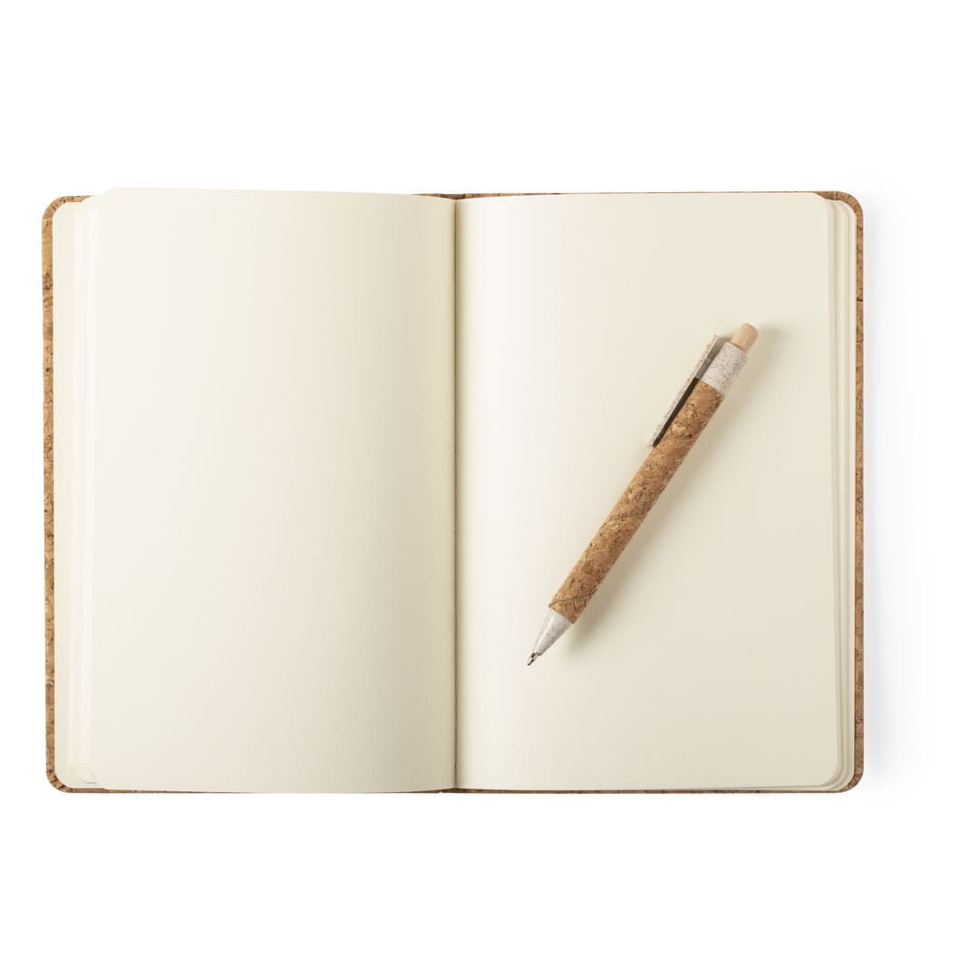 Caderno de cortiça com caneta e caixa Caderno de cortiça com caneta e caixa