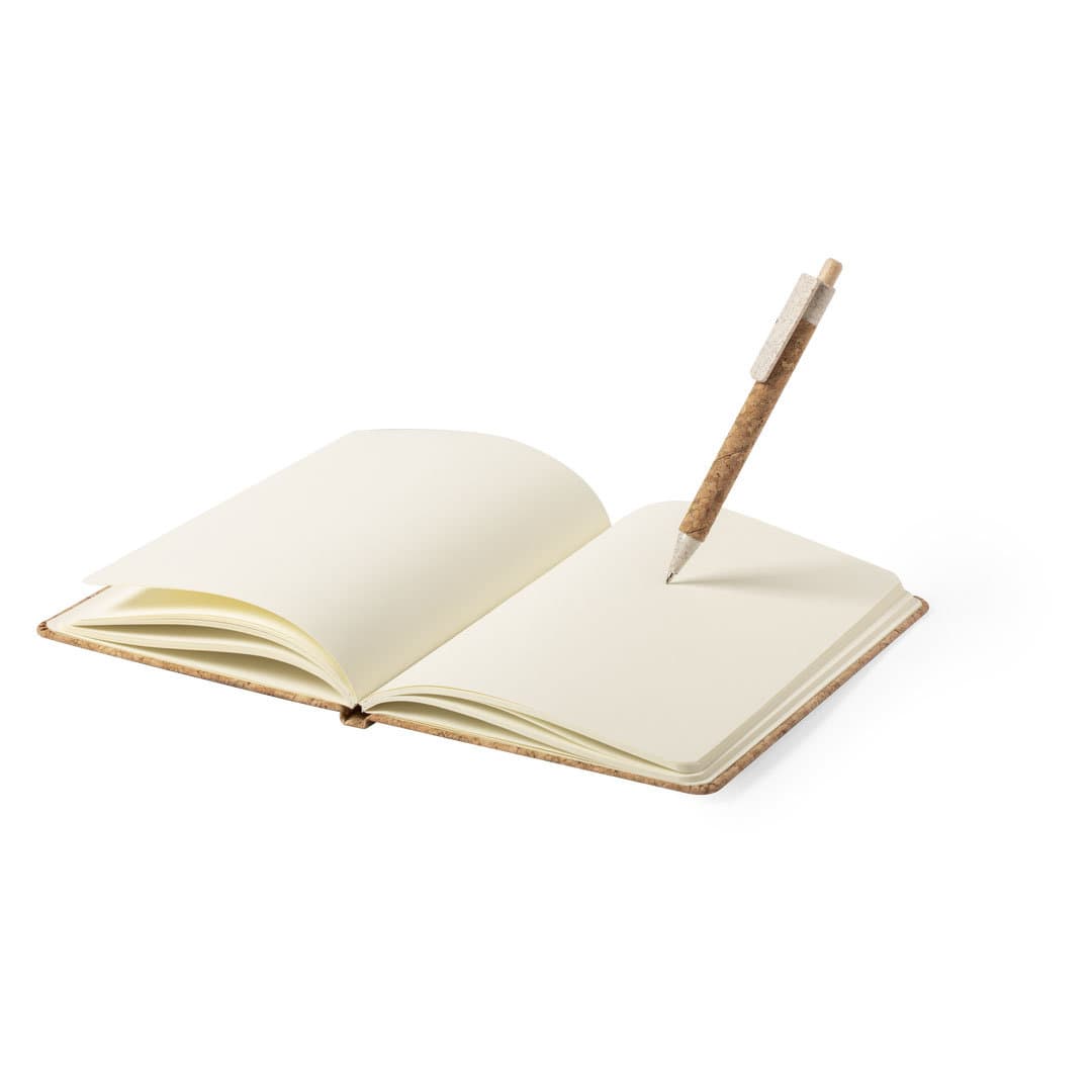 Caderno de cortiça com caneta e caixa Caderno de cortiça com caneta e caixa