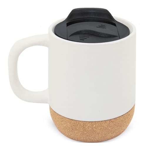 Caneca Branca com Base Cortiça e Tampa Caneca Branca com Base Cortiça e Tampa