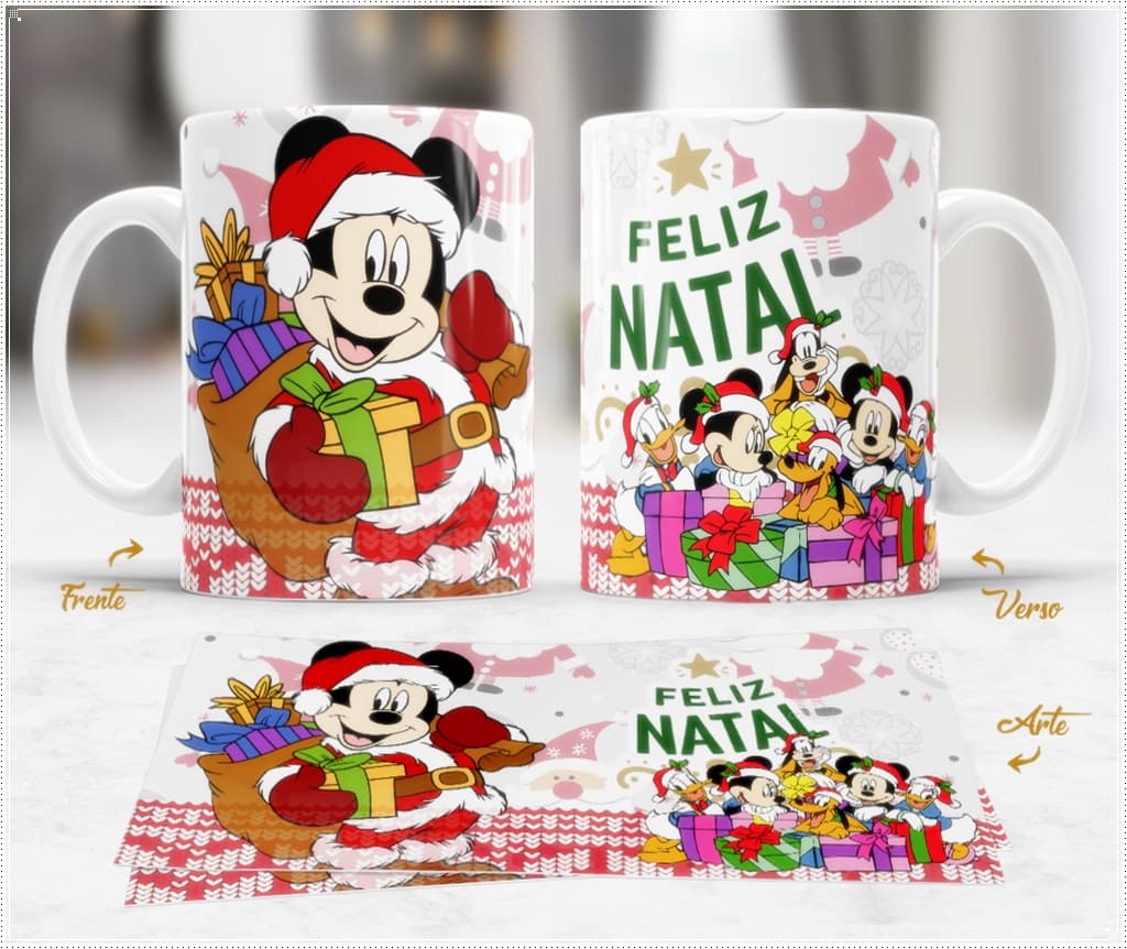 Caneca de Natal Mickey e Amigos - 001 Caneca de Natal Mickey e Amigos - 001