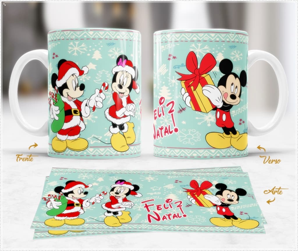 Caneca de Natal Mickey e Minnie - 004 Caneca de Natal Mickey e Minnie - 004