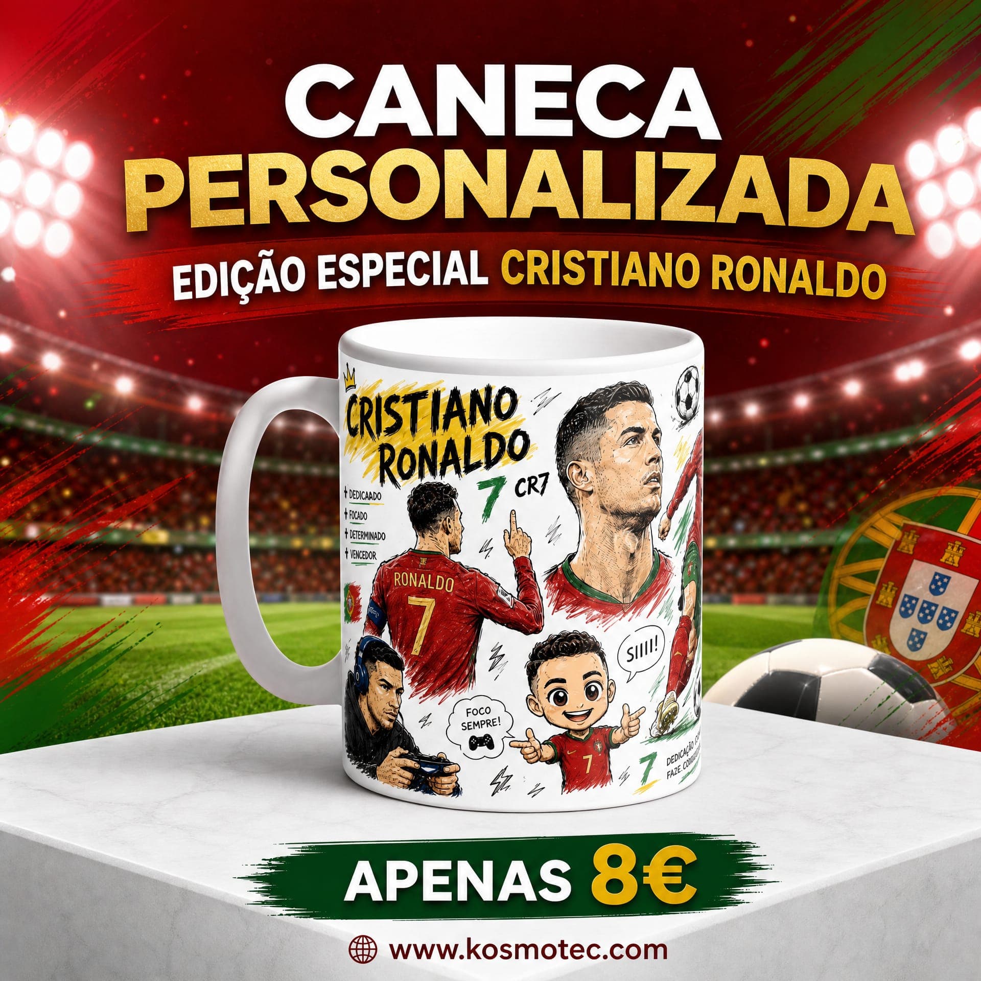 Caneca Personalizada Edição Especial Cristiano Ronaldo (CR7)